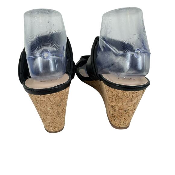YOKI Black Arlette-14 Cork Wedge Twisted Strap Slip On Heeled Sandals Size 10 - Picture 3 of 6